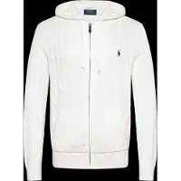 Ralph Lauren Cable-Knit Cotton Hooded Sweater - White - XL