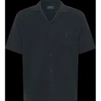 Ralph Lauren Mesh-Knit Cotton Camp Shirt Sweater - Navy - L