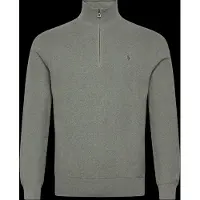 Ralph Lauren Mesh-Knit Cotton Quarter-Zip Sweater - Khaki green - S