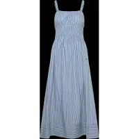 BOSS for woman. 50559218 Cotton poplin dress vertical stripe blue (36), Casual, Classic, Sleeveless / Straps