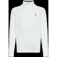 Ralph Lauren Cable-Knit Cotton Full-Zip Sweater - White - 132-137