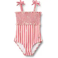 Wheat Swimsuit Selma Red Stripe Flowers Red Stripe Flowers 116 cm Punainen 116 cm Tytöt