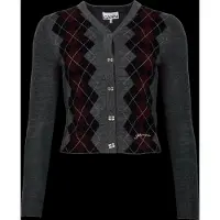 Ganni Fine Merino Jacquard Cardigan - Grey - S
