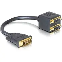 DeLOCK Adapter DVI25 M > 2x DVI25 F, 0,2 m, DVI-I, DVI, Uros, Naaras, Musta (65051)