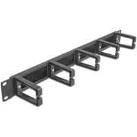 DeLOCK – 19″ Cable Management Brush Strip with 5 hooks 1U black (66490)