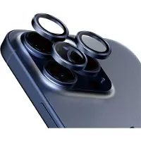 PanzerGlass Hoops -kameran linssinsuoja, iPhone 15 Pro / 15 Pro Max, sininen titaani