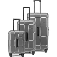Epic Crate Trunks 4-pyöräinen Matkalaukkusetti 3-osainen Hopeanvärinen