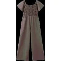 Mango Long Jumpsuit With Embroidered Details - Brown - 5-6
