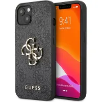 GUESS 4G Big Metal Logo iPhone 13 Hybridikotelo - Musta