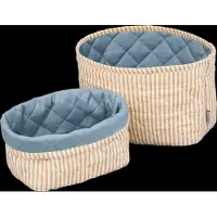 Cam Cam Copenhagen Quilted Storage Basket, Set Of Two - Ocs - Blueberries - Beige - ONE SIZE