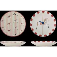 Bloomingville Merry-go-round lautanen Ø16 cm 2 osaa Beige-punainen