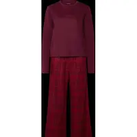 Calvin Klein Ls Tee Flannel Pant Set - Burgundy - M