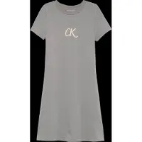 Calvin Klein Metallic Print Ls A-Aline Dress - Grey - 152