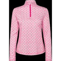 Callaway Geo Print Sun Protection 1/4 Zip Top - Pink - XS