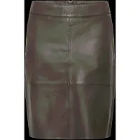 Culture Cuberta Leather Skirt - Khaki green - 38