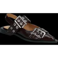 Ganni Feminine Buckle Ballerinas - Burgundy - 39