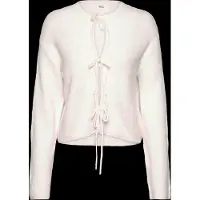 Gina Tricot Knitted Tie Cardigan - Cream - L