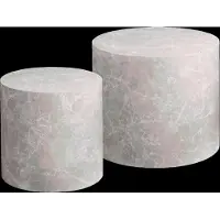 House Nordic Sia - Coffee Table, Marble Look, Round, Beige, Set Of 2 - Grey - 48X48X40CM