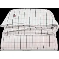 Lexington White/Beige/Navy Checked Cotton Poplin Duvet Cover - Beige - 220X220