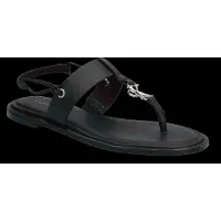 Calvin Klein Round Flat Sndl Thong Lth Hdw - Black - 39