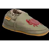 Mikk-Line Leather Slipper - 3D - Khaki green - 12/18M