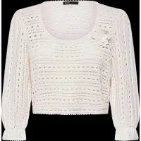 Maje Croquet Pointelle Sweater - White - 36