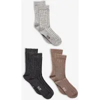 Minymo Wool Socks - Rib 3-Pack - Grey - 35-38