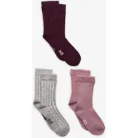 Minymo Wool Socks - Rib 3-Pack - Pink - 27-30