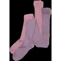 Minymo Stocking - Solid Rib 2-Pack - Purple - 140\146