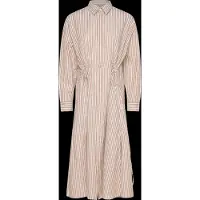 Ralph Lauren Striped Cotton-Linen Drawcord Shirtdress - Beige - 38