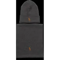 Ralph Lauren Rib-Knit Cotton Beanie & Scarf Gift Set - Grey - ONE SIZE