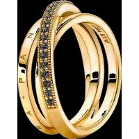 Pandora Logo 14K Gold-Plated Ring With Clear Cubic Zirconia - Gold - 50