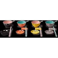 Pols Potten Asian Grandpa Set 4 - Multi/patterned - BOWL:L12X W12X H6.3CM<BR/>SPOON:L14X W4.5X H3CM<BR/>CHOPSTICK HOLDER:L8X W3.5X H1.8CM<BR/>SOY SAUCER