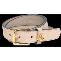 Ralph Lauren Logo-Keeper Suede Skinny Belt - Gold - L