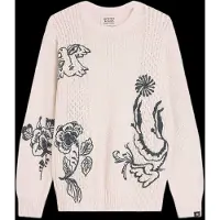 Scotch & Soda Delfts Blauw Embroidered Relaxed-Fit Pullover - Cream - S
