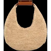 STAUD Moon Raffia Tote Bag - Beige - ONE SIZE