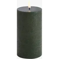 Uyuni Led Pillar Candle, Olive Green, Rustic, 7,8X15,2 Cm - Green - H15.2CM