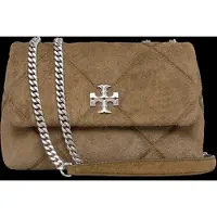 Tory Burch Kira Diamond Quilt Suede Small Convertible Shoulder Bag - Brown - ONE SIZE