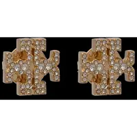 Tory Burch Icon Pavé Stud Earrings - Gold - ONE SIZE