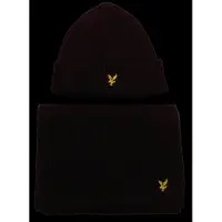Lyle & Scott Brushed Scarf And Beanie Set - Black - ONE SIZE