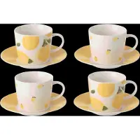 J-Line S/4 Coffee Cup + Saucer Lem Wh/Yell L - Yellow - Ø 13.8 CM