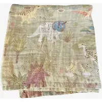 Majvillan Dinosaur Vibes Green Muslin Blanket 110X110 Cm - Green - 110X110CM
