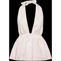 Monki Halterneck Cotton Top - White - XS