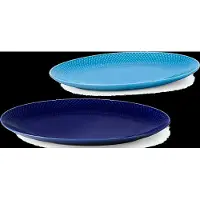 Lyngby Porcelæn Rhombe Color Ovale Dishes 35X26,5 Dark Blue, 28.5X21.5 Blue - Blue - 35X26.5CM
