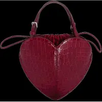 ROTATE Patent Croco Heart Bag - Burgundy - ONE SIZE