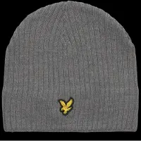 Lyle & Scott Knitted Ribbed Beanie - Grey - ONE SIZE