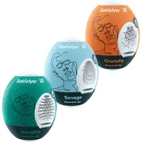 Satisfyer MASTURBAATTORIMUNASETTI - NAUGHTY, SAVAGE, CRUNCHY 3 pcs