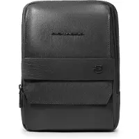 Piquadro Solm Crossbody-laukku Nahka 25 cm Musta