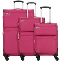 D&N Travel Line 6704 4-pyöräinen Matkalaukkusetti 3-osainen Pinkki