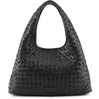 Les Visionnaires Paz Weave Silky Olkalaukku Nahka 42 cm Musta